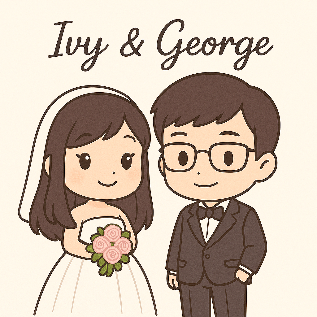 Chibi Ivy & George wedding illustration